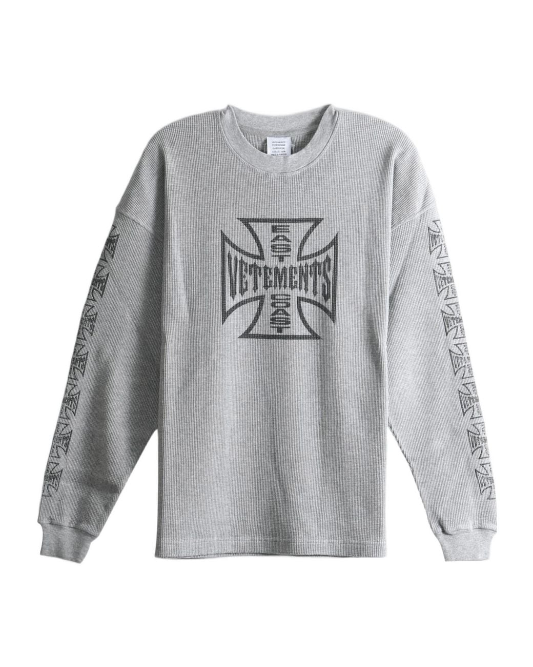 Vetements Gray Long-Sleeved Crewneck Sweatshirt for men