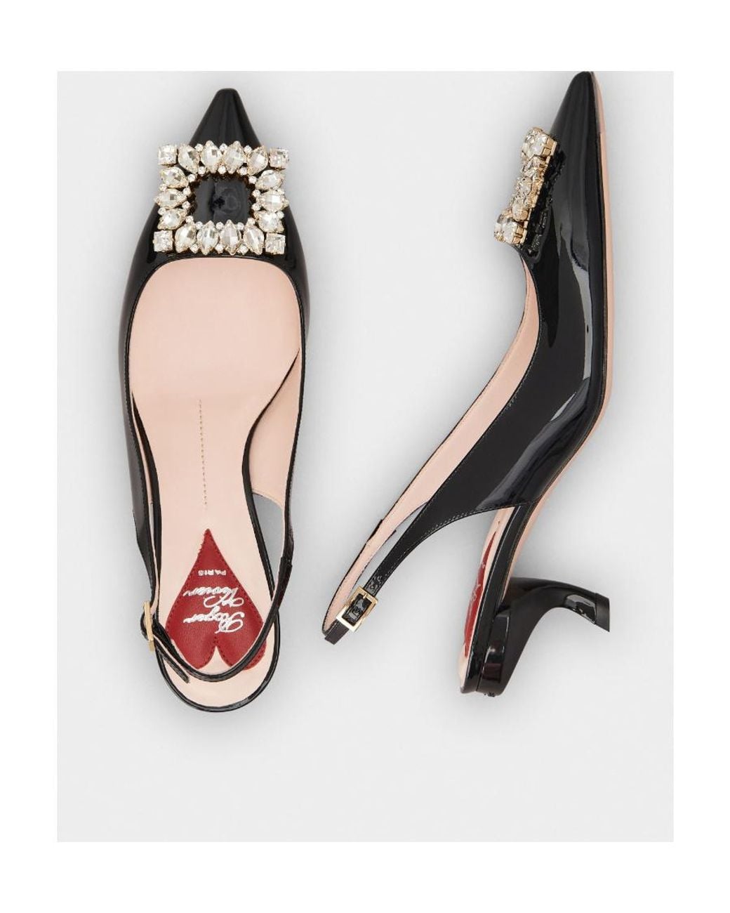 Roger Vivier Black Virgule Buckle Slingback Pumps