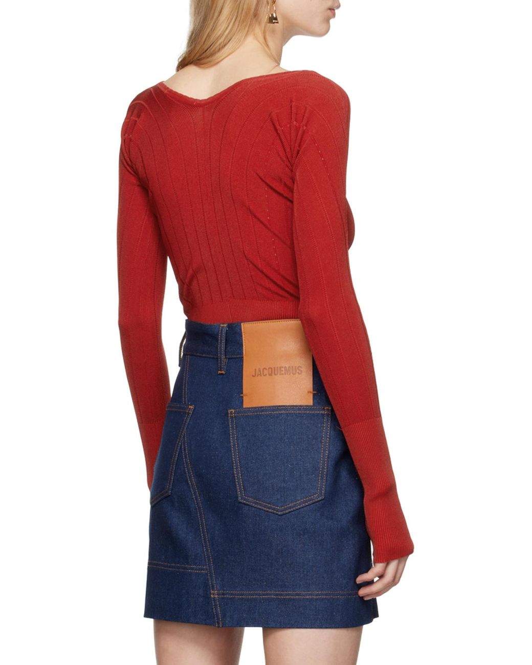 Jacquemus Red Pralu Ribbed Long-Sleeve Top