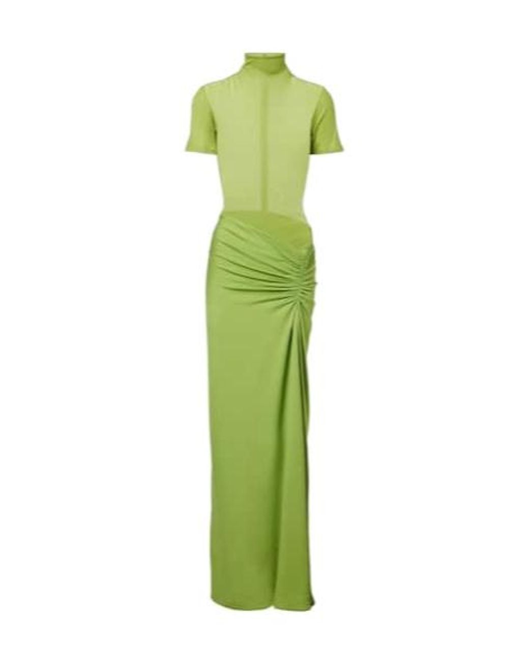 Christopher Esber Green Fusion Gathered Ribbed-Knit Gown