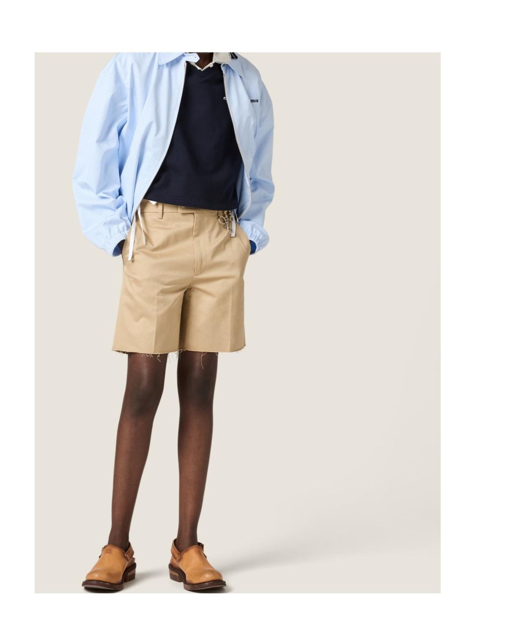 Miu Miu Natural Pressed-Crease Shorts