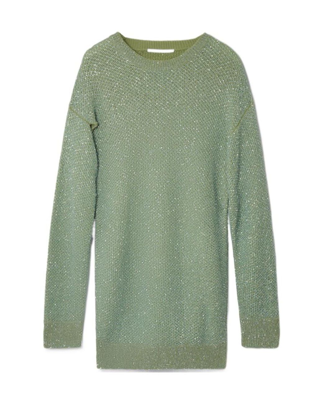 Stella McCartney Green Sequinned Knitted Cape Dress