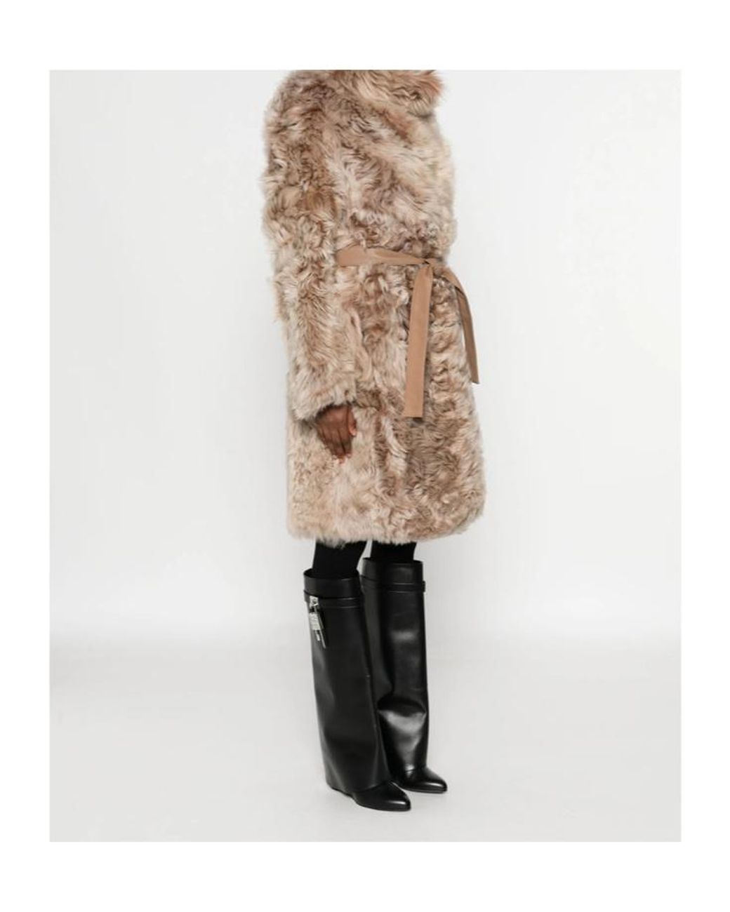Yves Salomon Natural Shearling Belted Coat