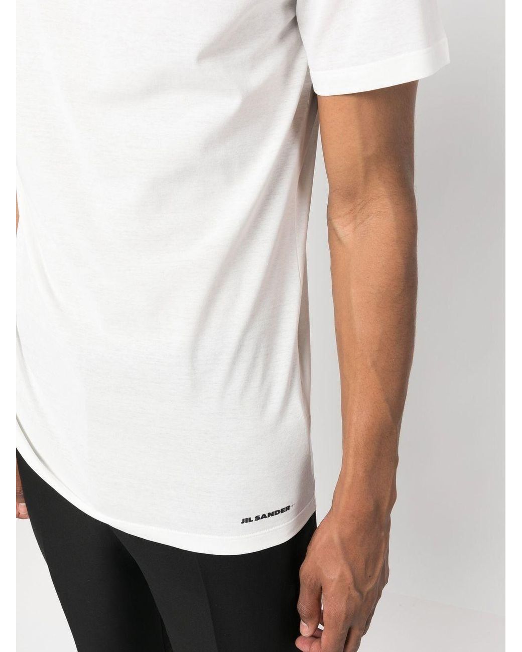 Jil Sander White Logo Printed Crewneck T-Shirt for men