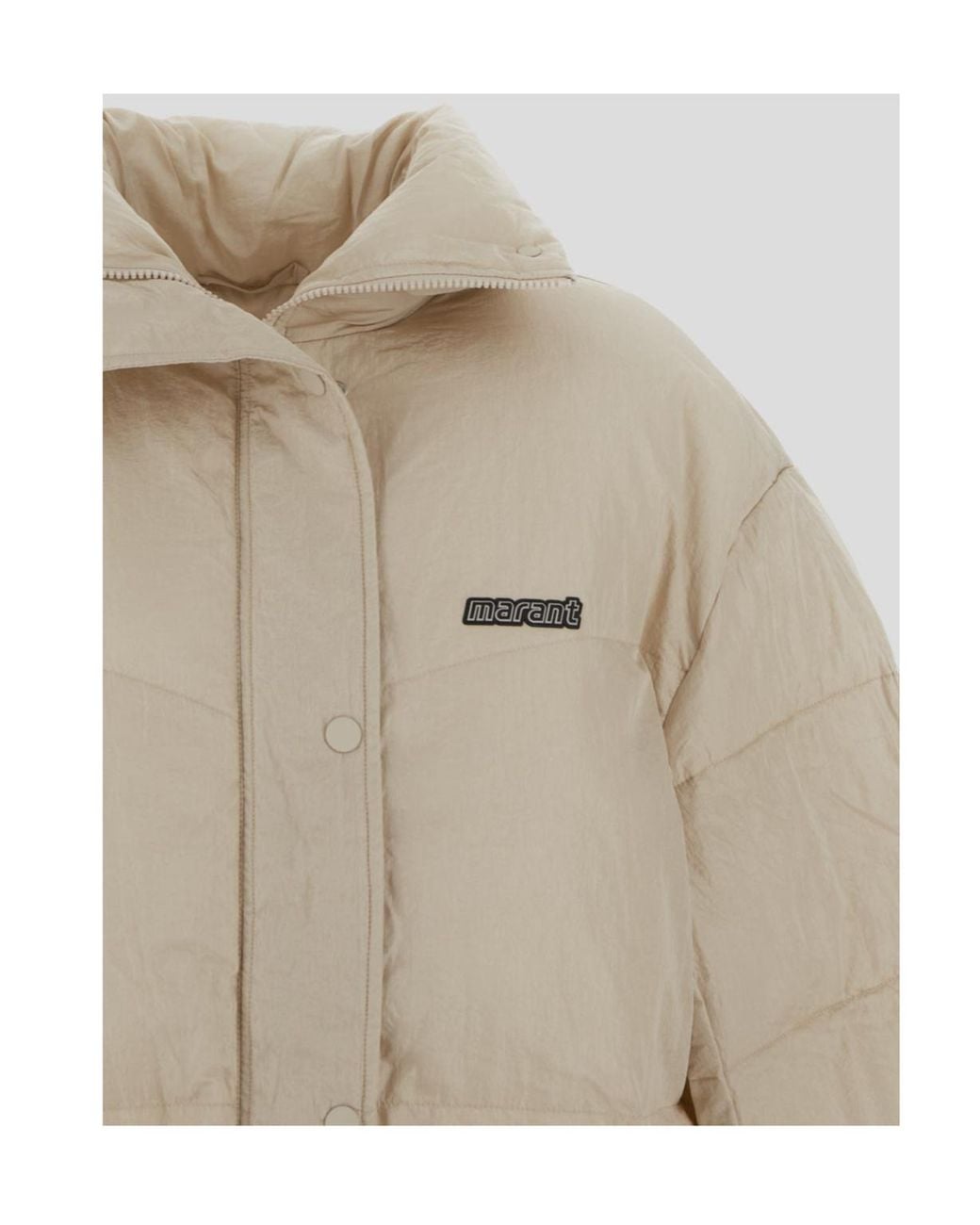 Isabel Marant White Isabel Marant Étoile Logo Patch Drop Shoulder Puffer Jacket
