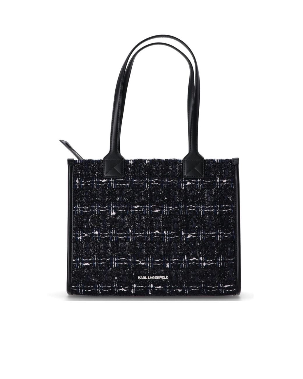 Karl Lagerfeld Black Logo-Appliqué Top-Handle Tote Bag