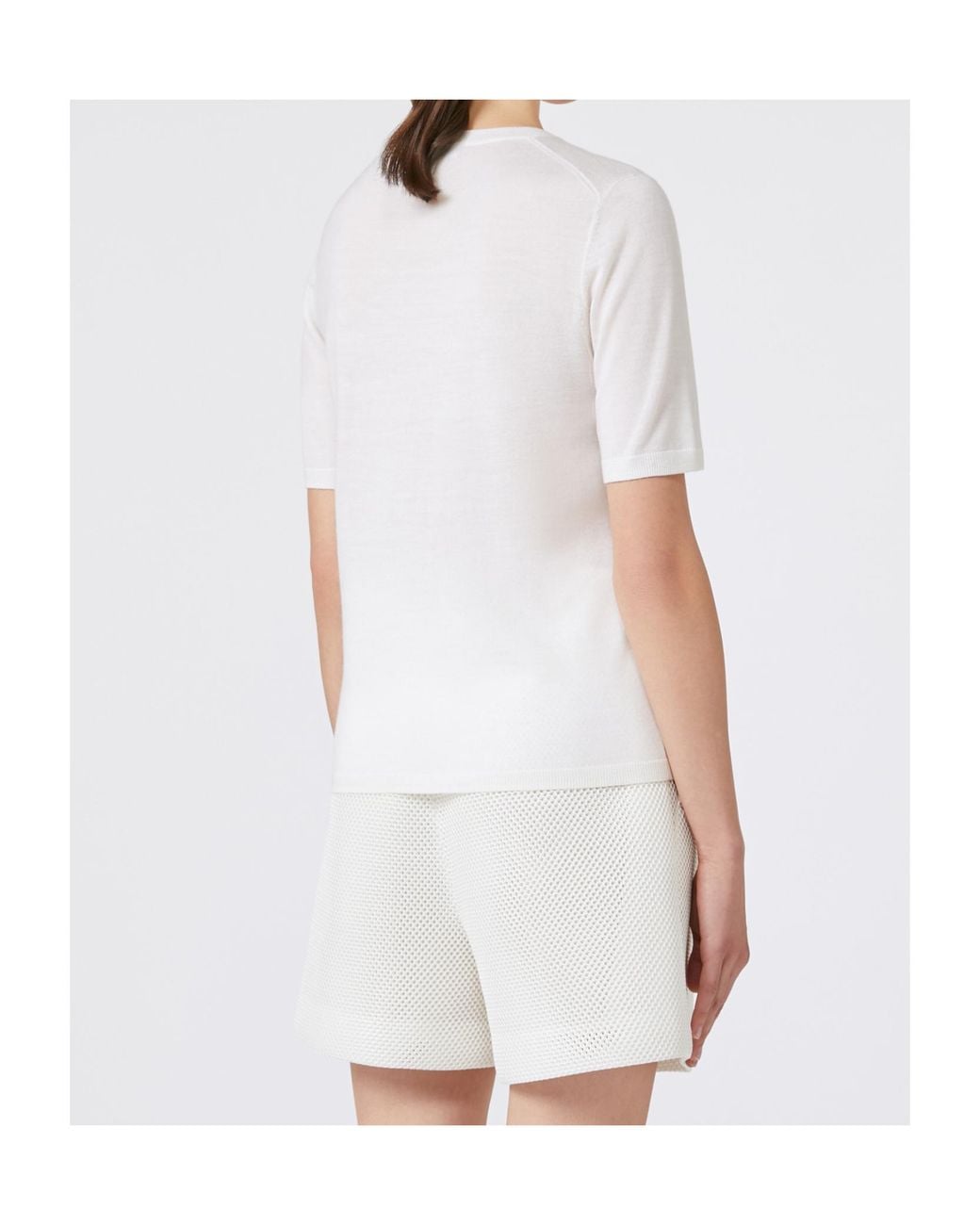 Max Mara White Gerico Short-Sleeved Knitted Jumper