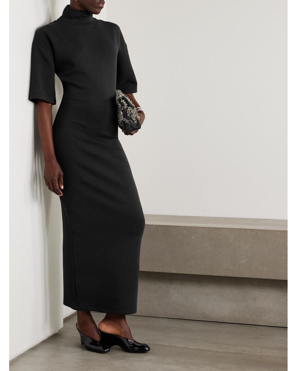 Jean Paul Gaultier Black Printed Jersey Maxi Dress