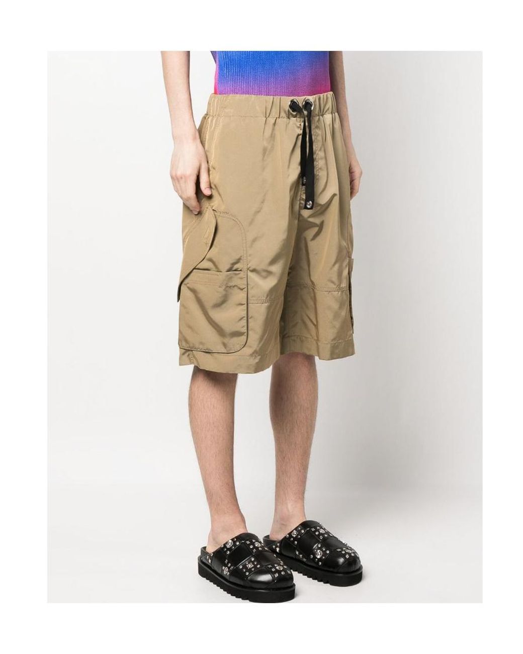 Versace Brown Logo Printed Drawstring Shorts for men
