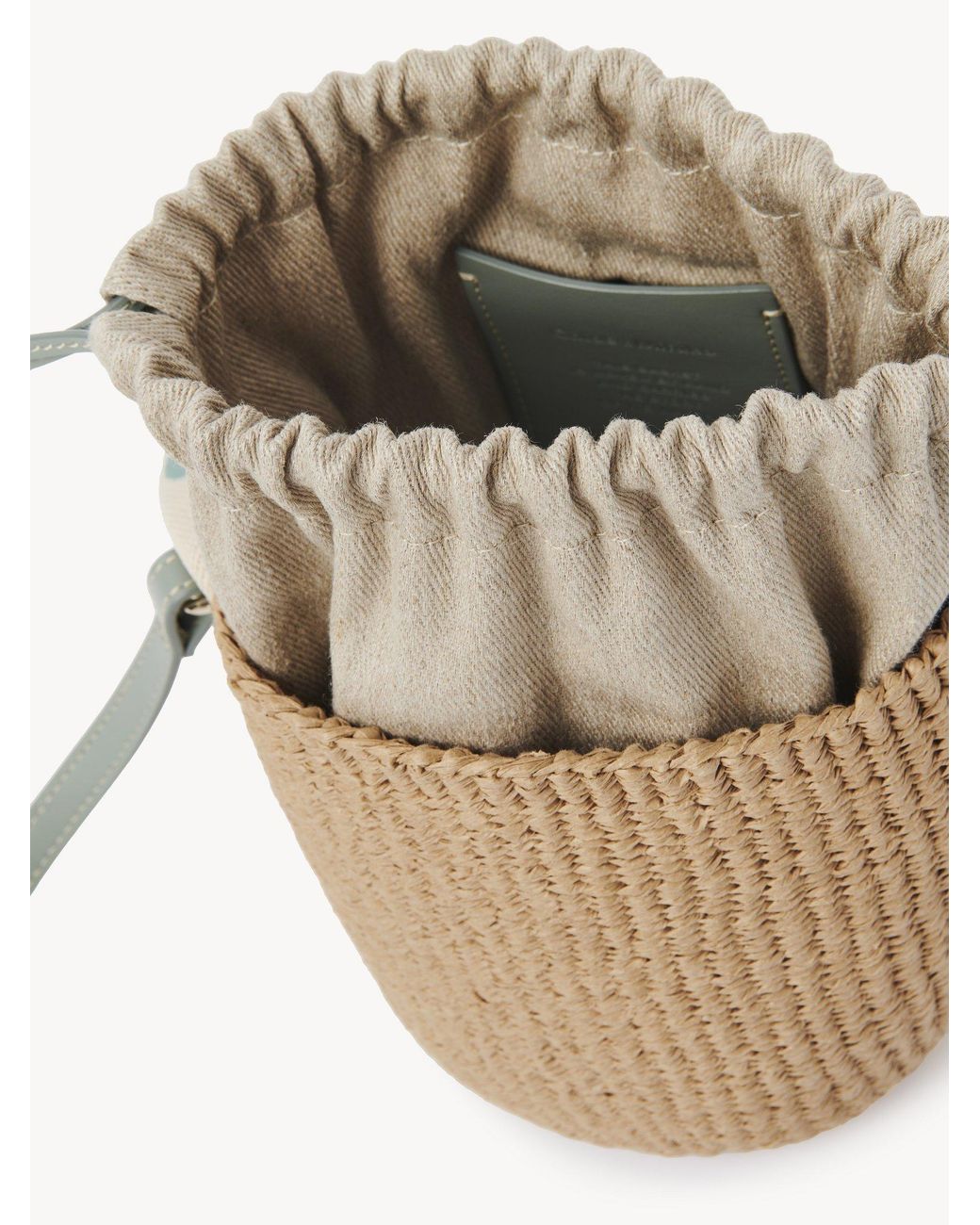 Chloé White Chloé Woody Drawstring Small Basket Bag
