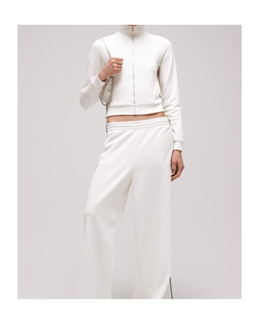 Gucci White Zip-Up Ribbed Sweatshirt