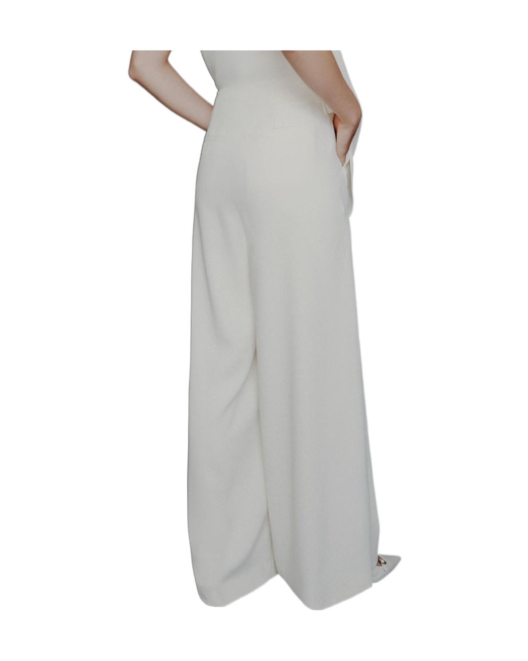 Marella White Mltcampo Wide-Leg Tailored Trousers