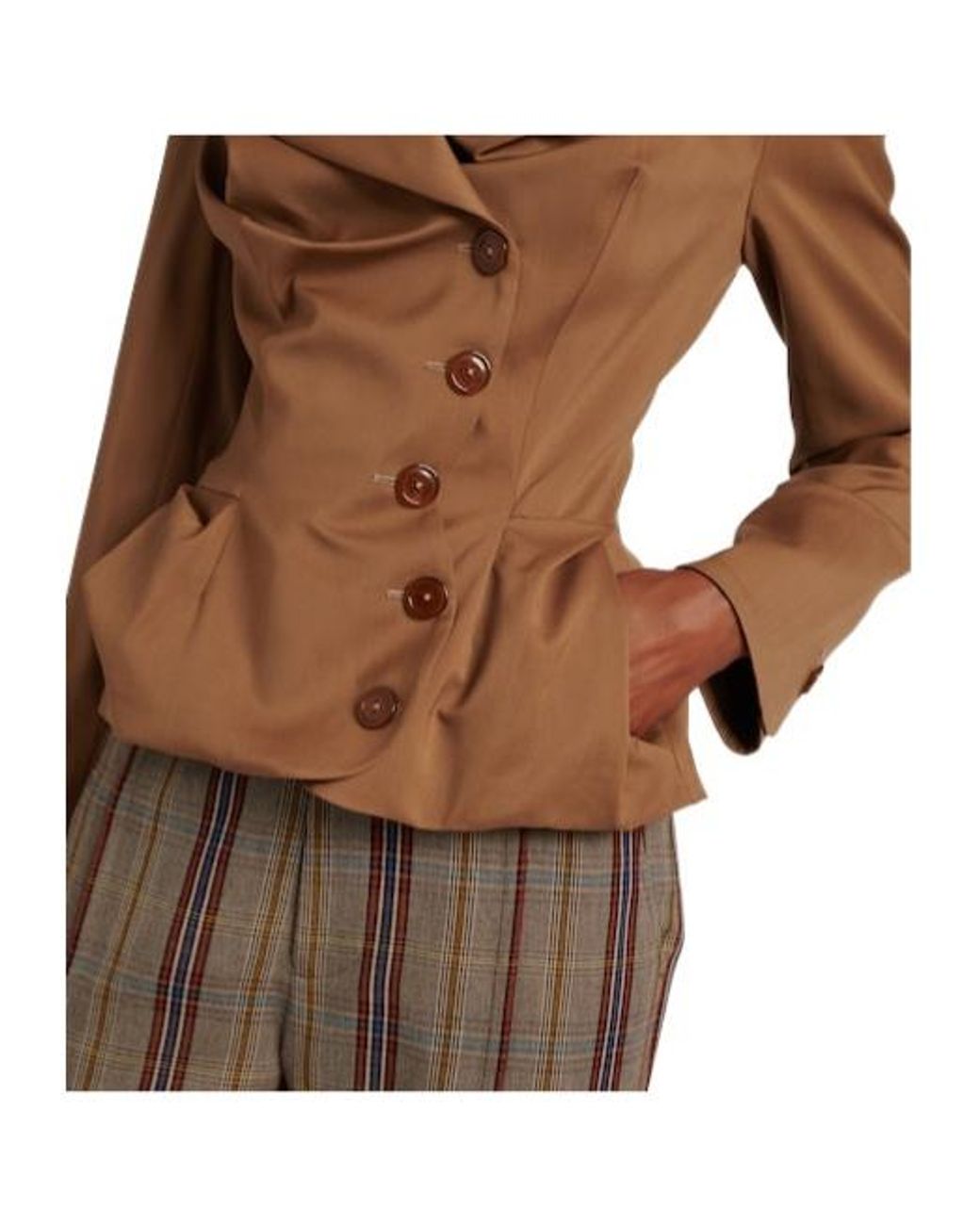 Vivienne Westwood Brown Draped Peplum Virgin Wool Jacket