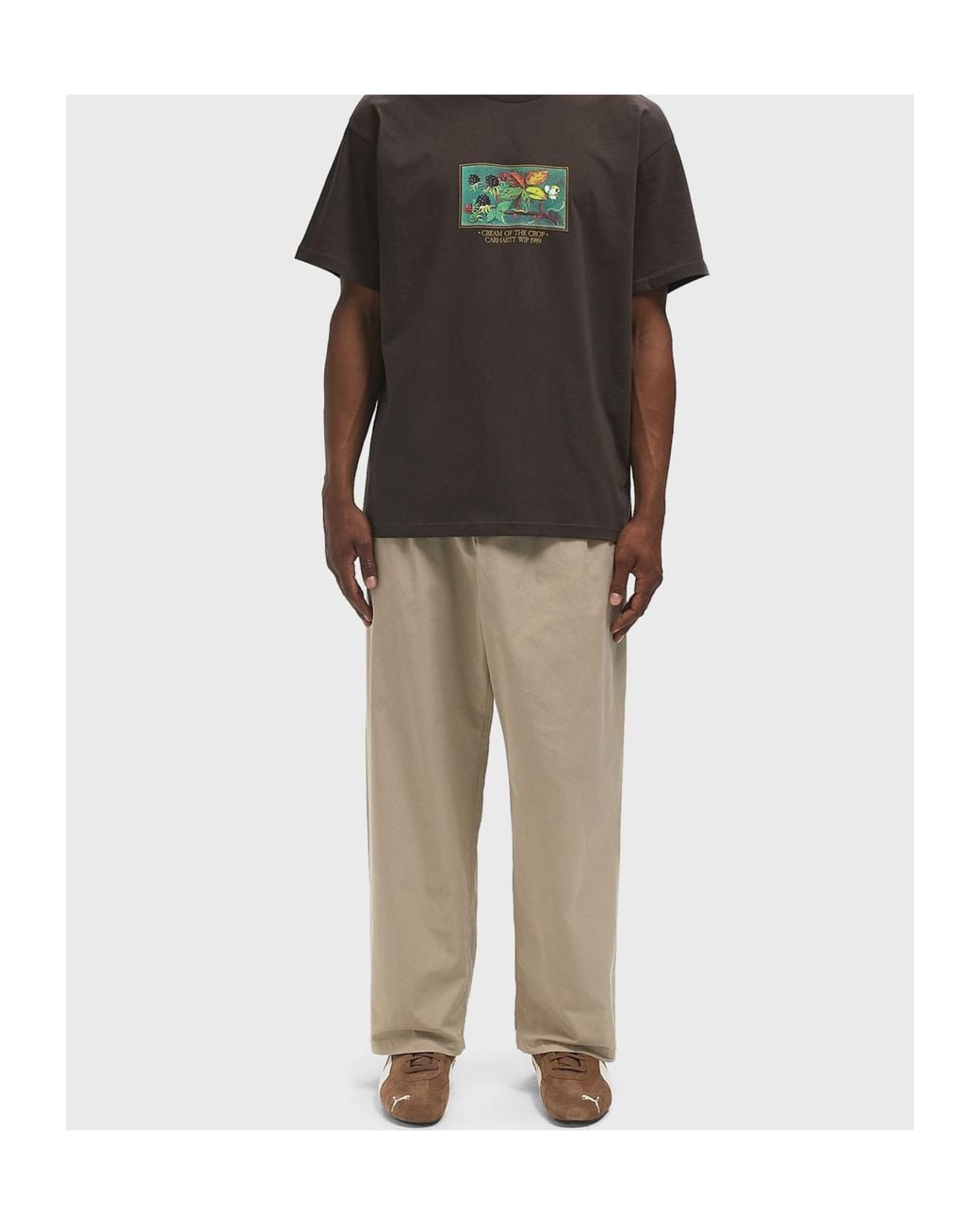 Carhartt Natural Pleated Cotton Trousers for men