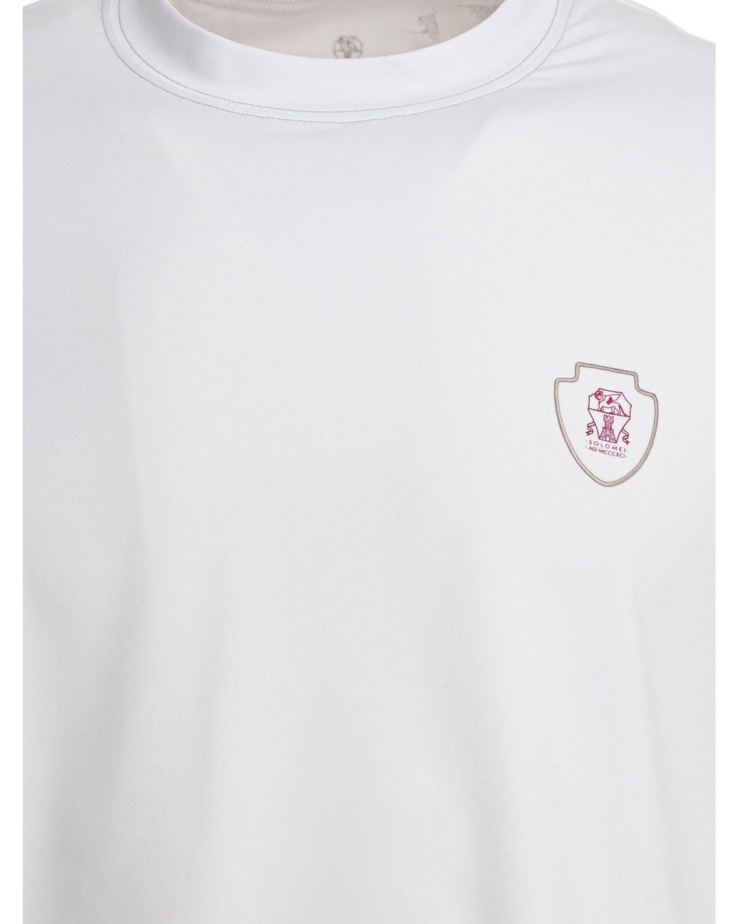 Brunello Cucinelli White Layered-Details Crewneck T-Shirt for men