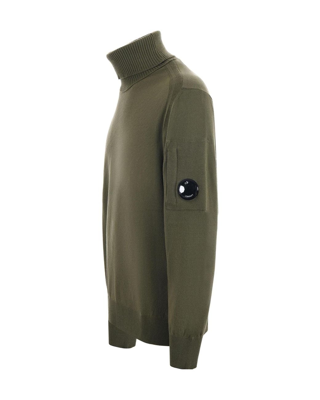 C P Company Green Ribbed Turtleneck Sweater for men