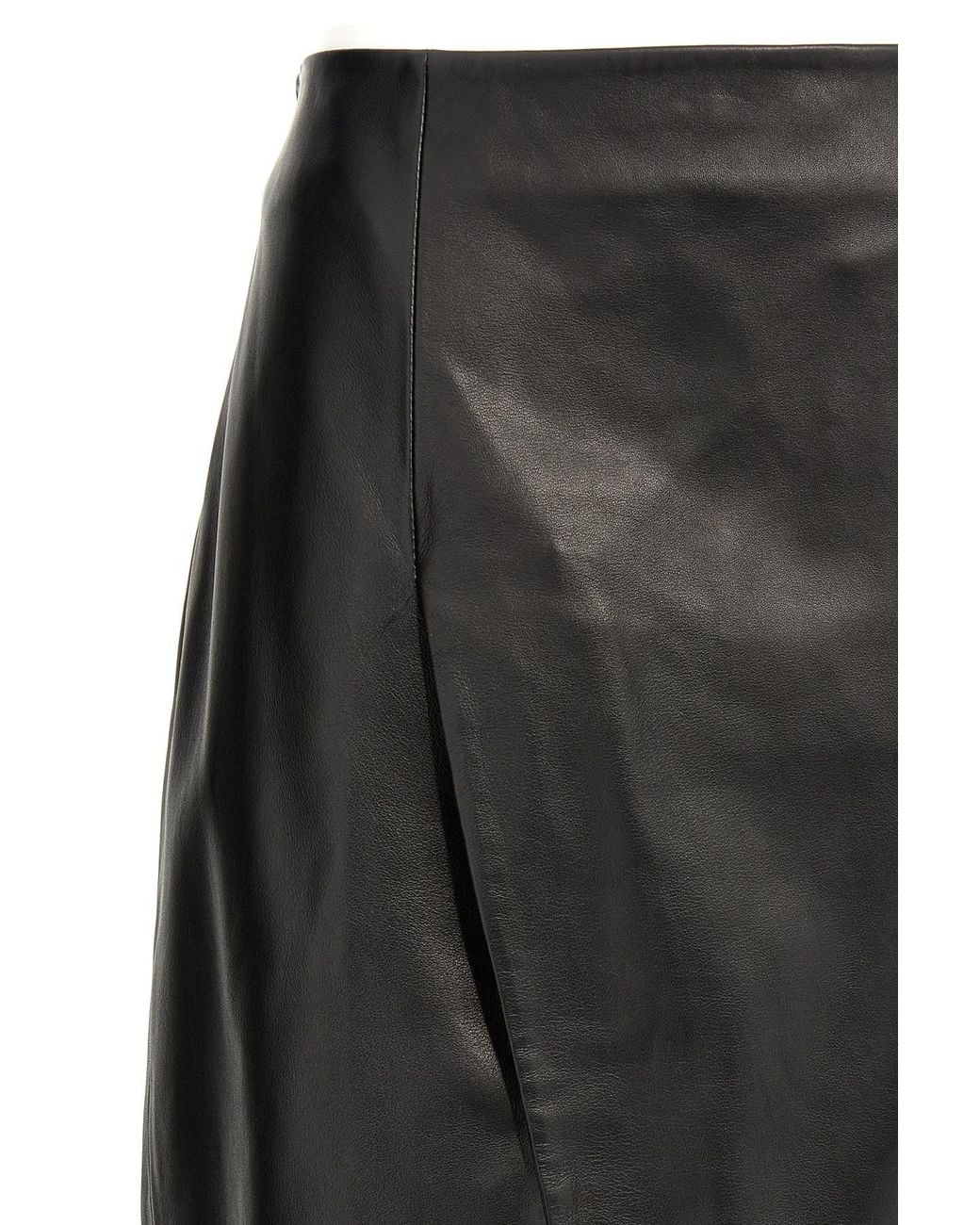 Loulou de Saison Black Loulou De Saison Ekare Front Slit Leather Skirt