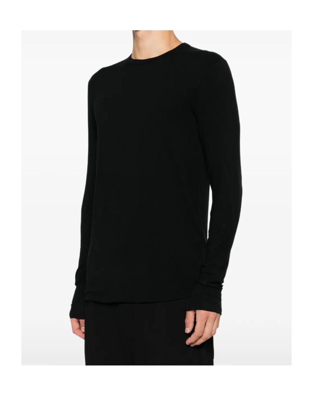 Thom Krom Black Raw-Edge Crew-Neck Sweater for men