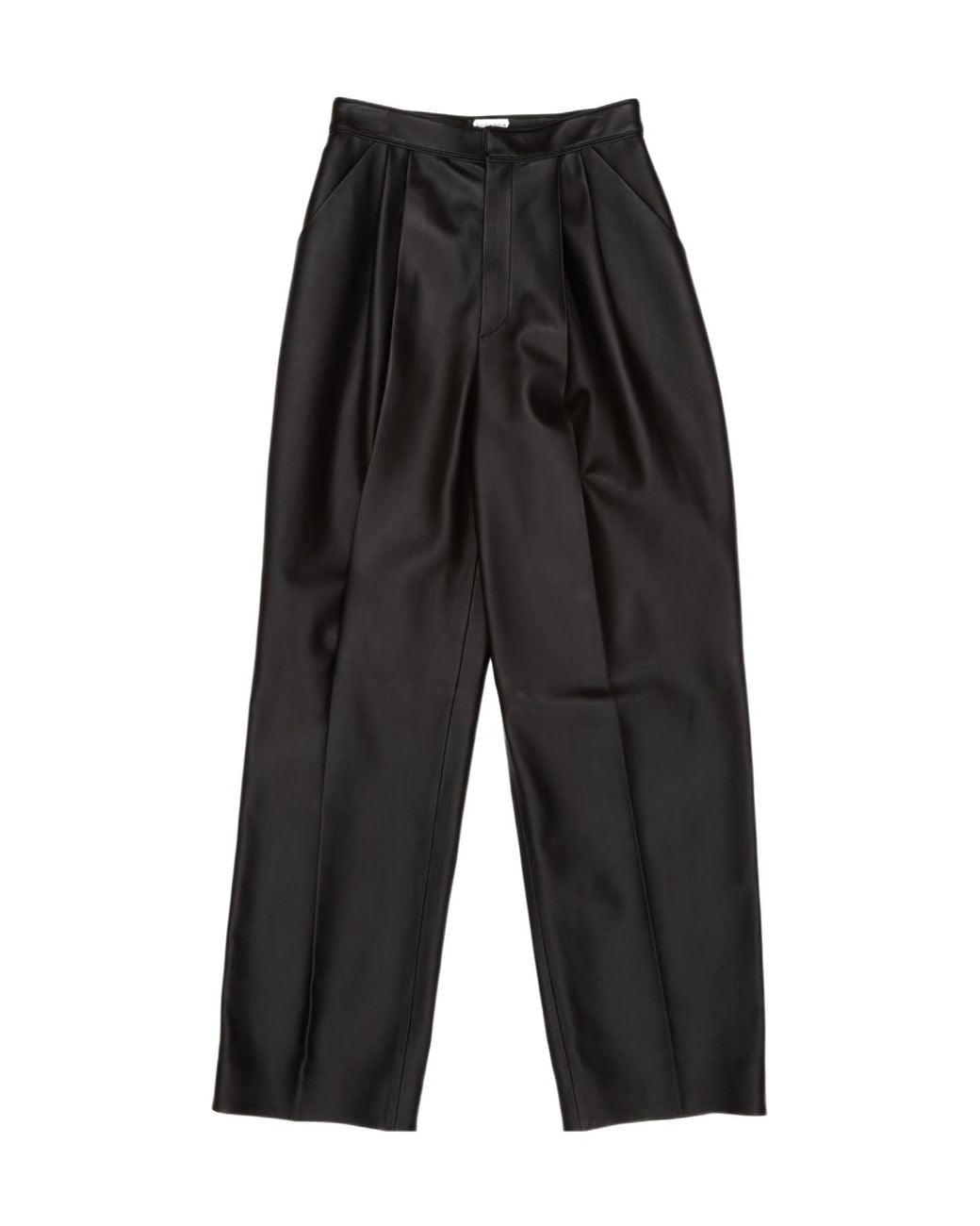 Bottega Veneta Black Shiny Wide-Leg Leather Pants