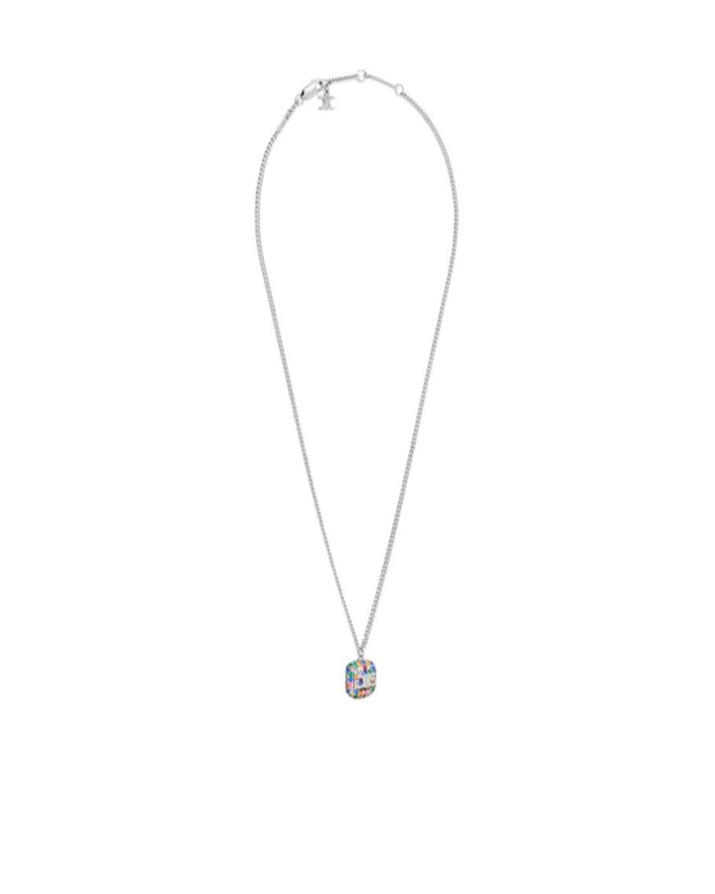 Céline White Iced Triomphe Pendant Necklace for men