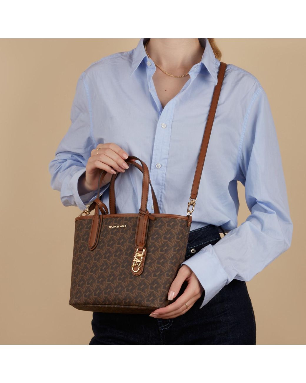 MICHAEL Michael Kors Brown Logo Lettering Tote Bag