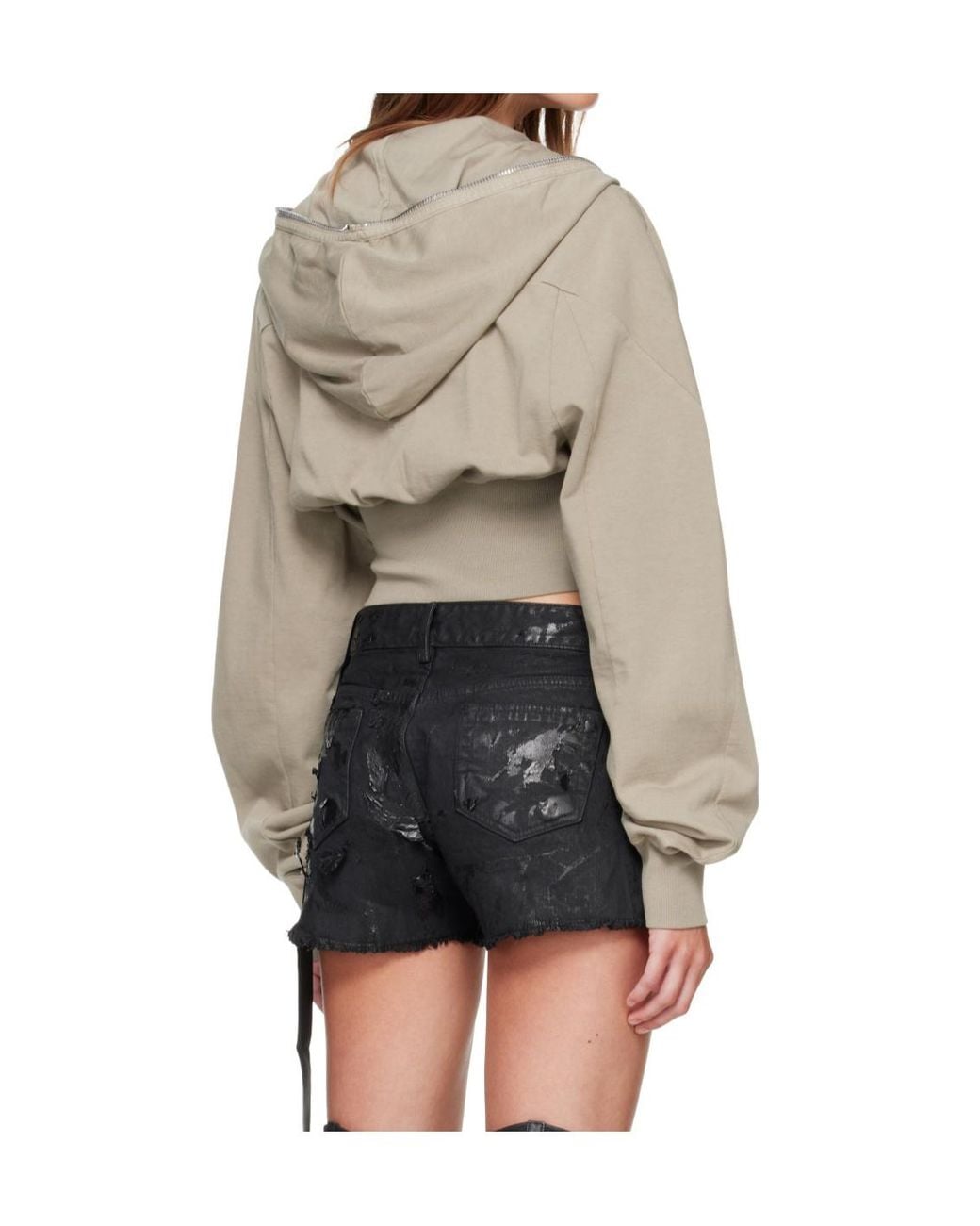 Rick Owens Gray Zip-Up Hoodie