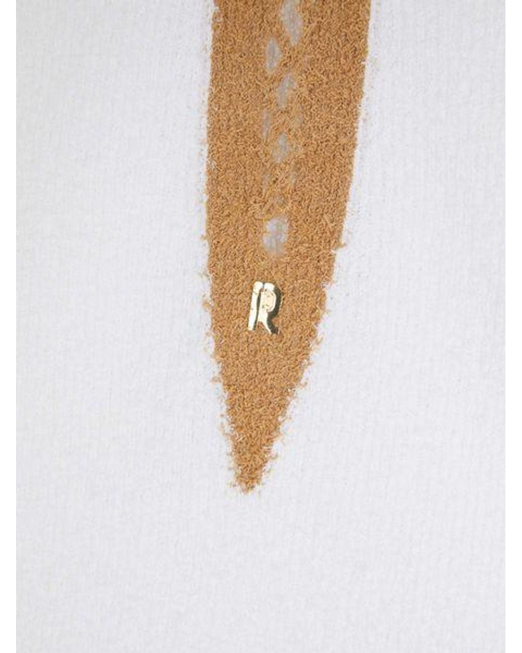 Rabanne White Cut-Out V-Neck Knitted Jumper
