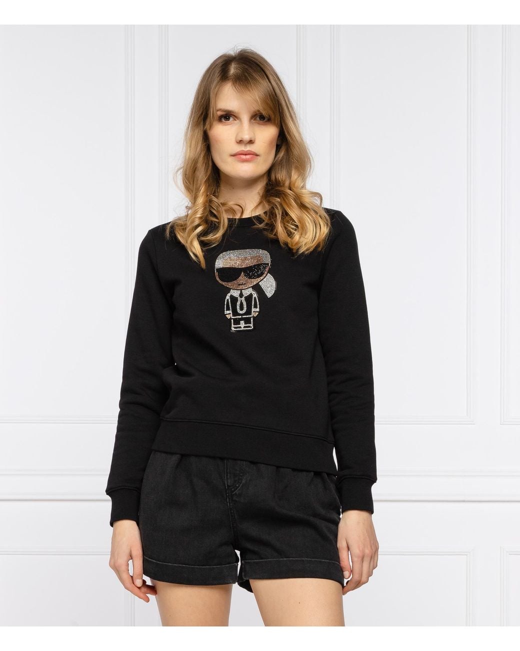 Karl Lagerfeld Black K/Ikonik Embellished Crewneck Sweatshirt