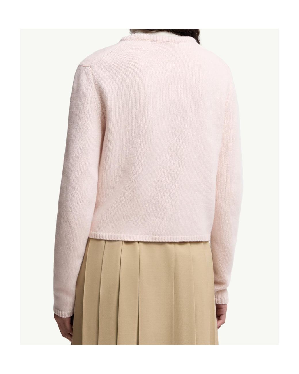 Moncler Pink Logo Detailed Crewneck Jumper