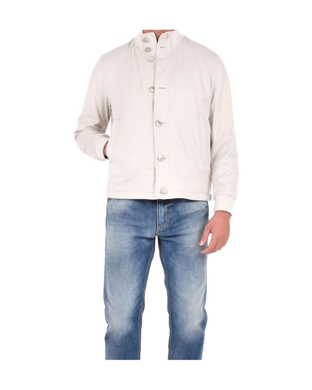 Herno Blue High Neck Buttoned Coat for men