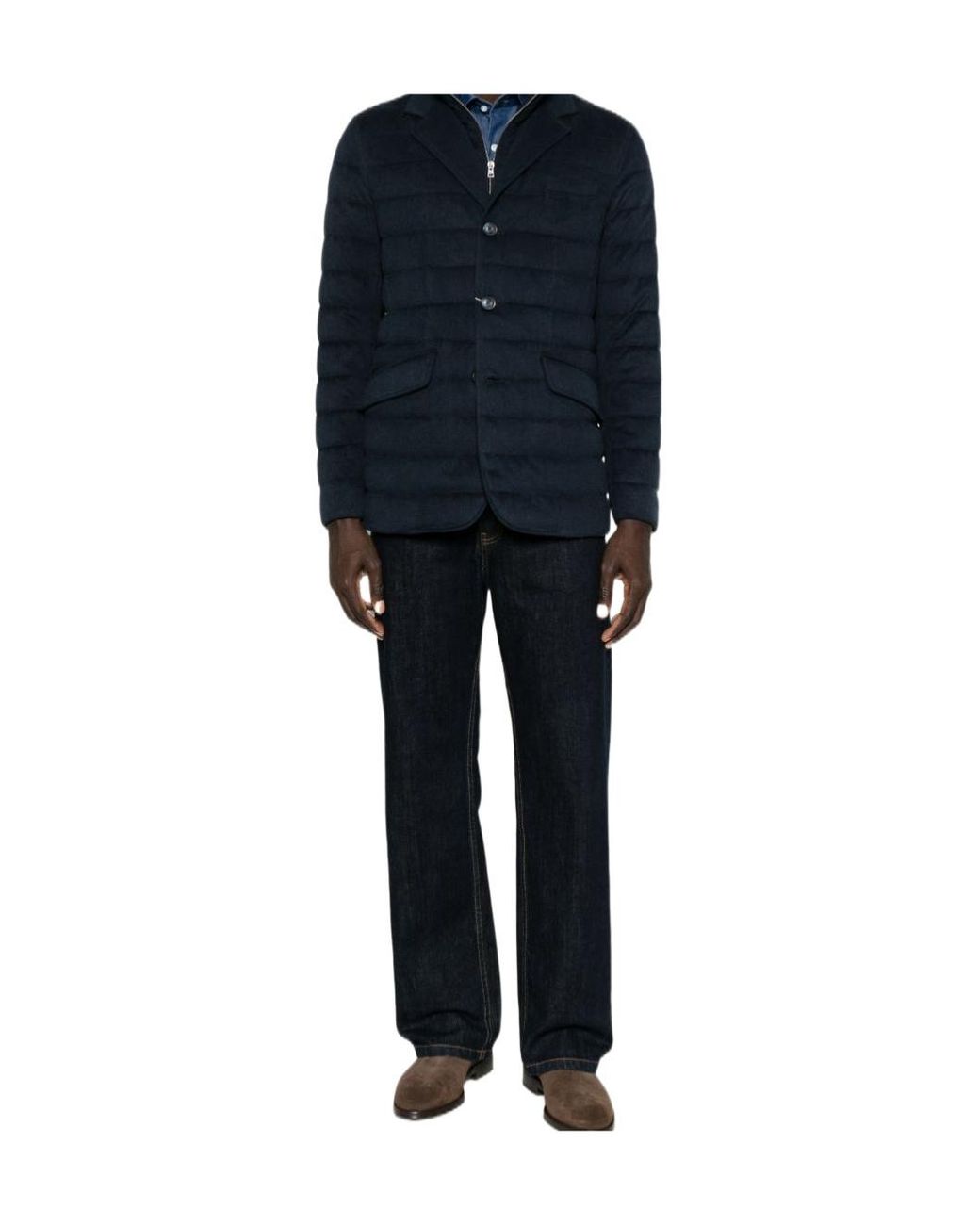 Herno Blue Layered-Effect Padded Jacket for men
