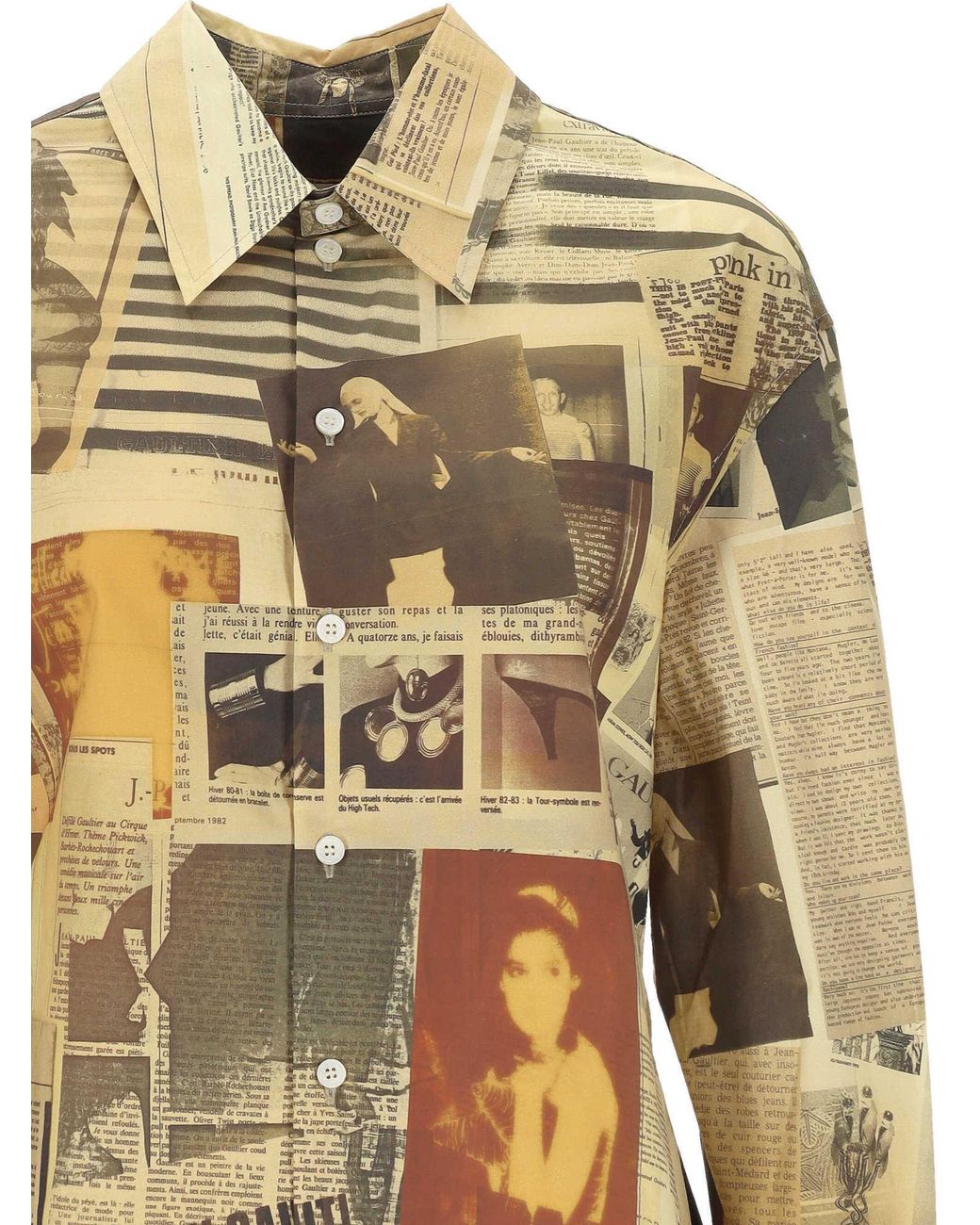 Jean Paul Gaultier Metallic Newspaper Print Shirt