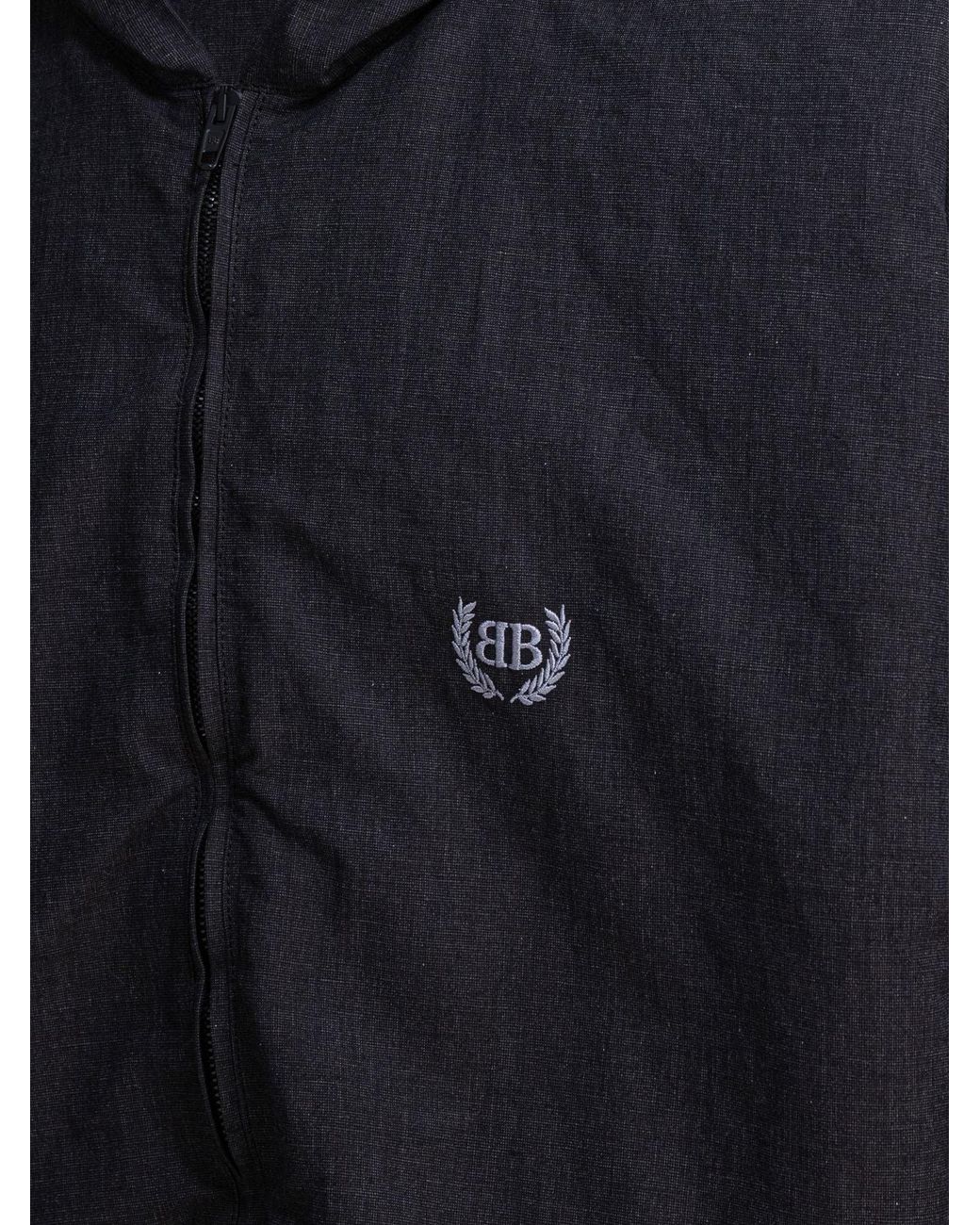 Balenciaga Black Logo Embroidered Zip-Up Hooded Jacket for men