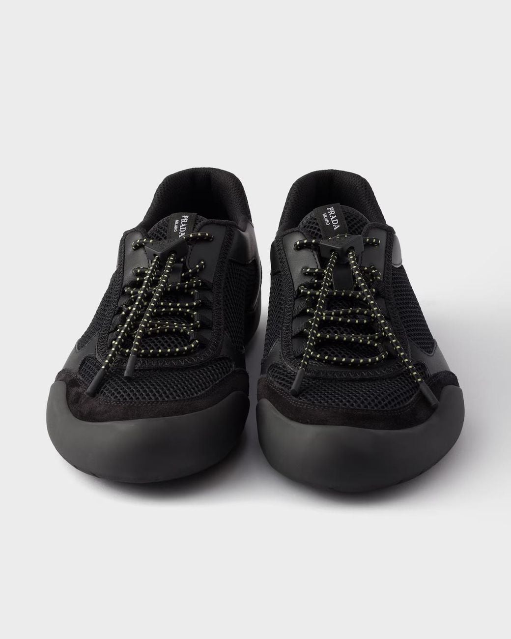 Prada Black Speedrock Leather And Mesh Fabric Sneakers for men