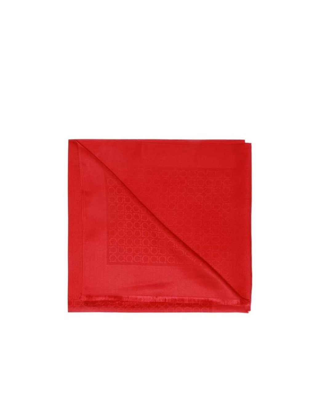 Ferragamo Red Logo Pattern Scarf