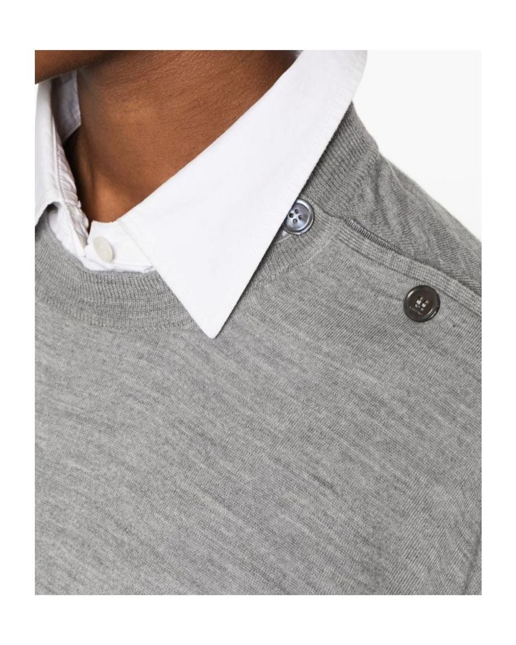 Lanvin Gray Ribbed Crew-Neck Knit Top for men