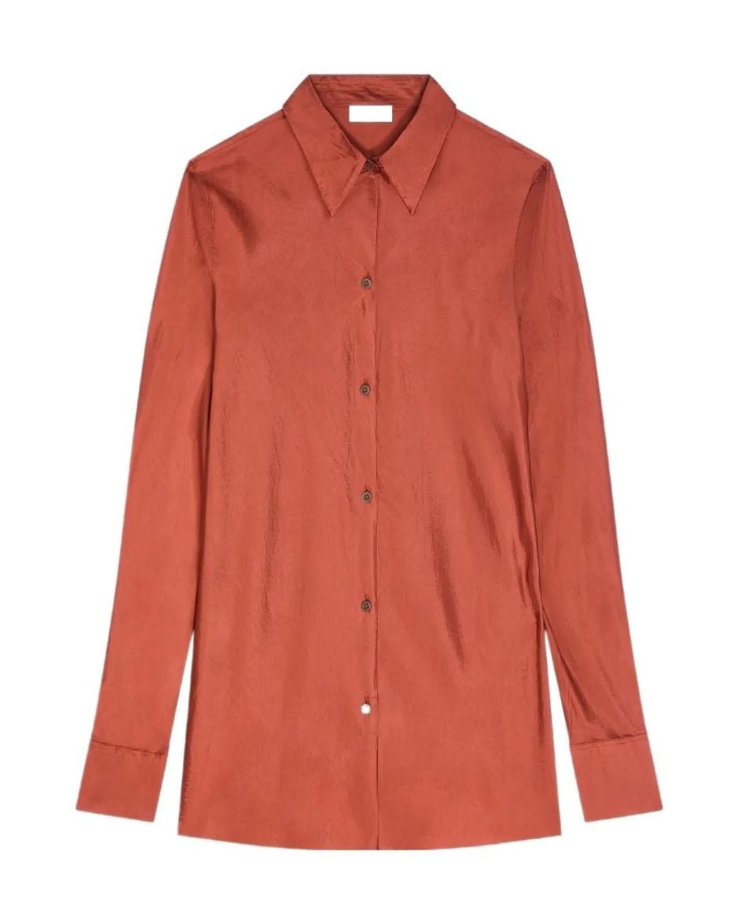 Dries Van Noten Red Fitted Viscose Shirt
