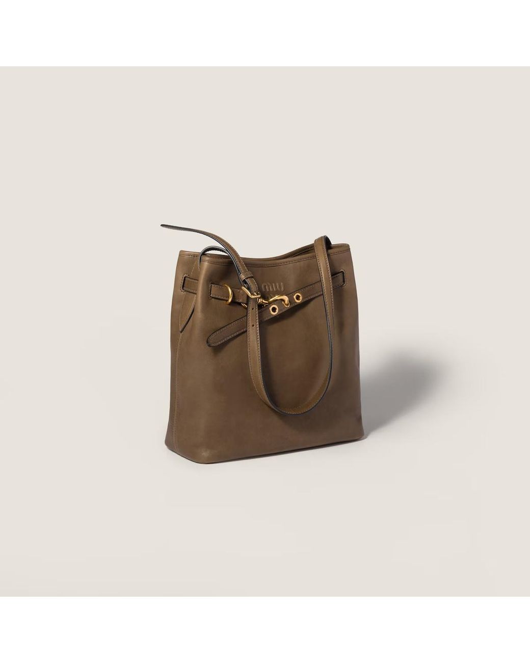 Miu Miu Brown Aventure Nappa Leather Bucket Bag