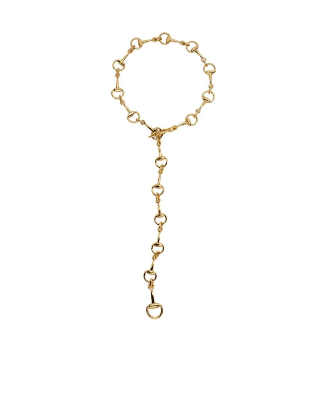 Gucci White Horsebit Lariat Necklace