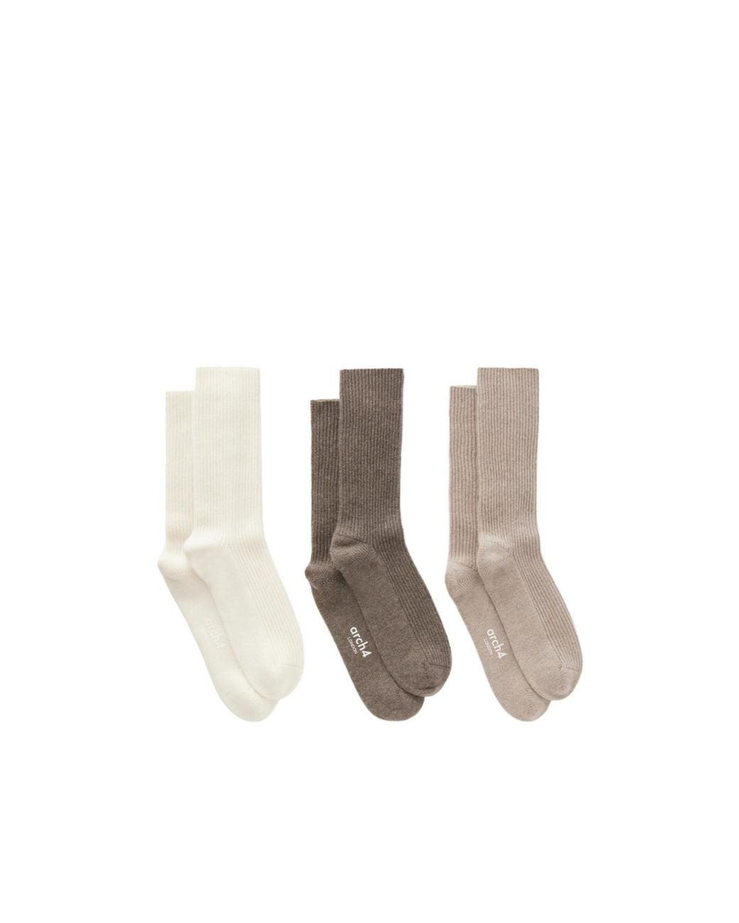 arch4 White Set Of Three Ribbed Cashmere Socks