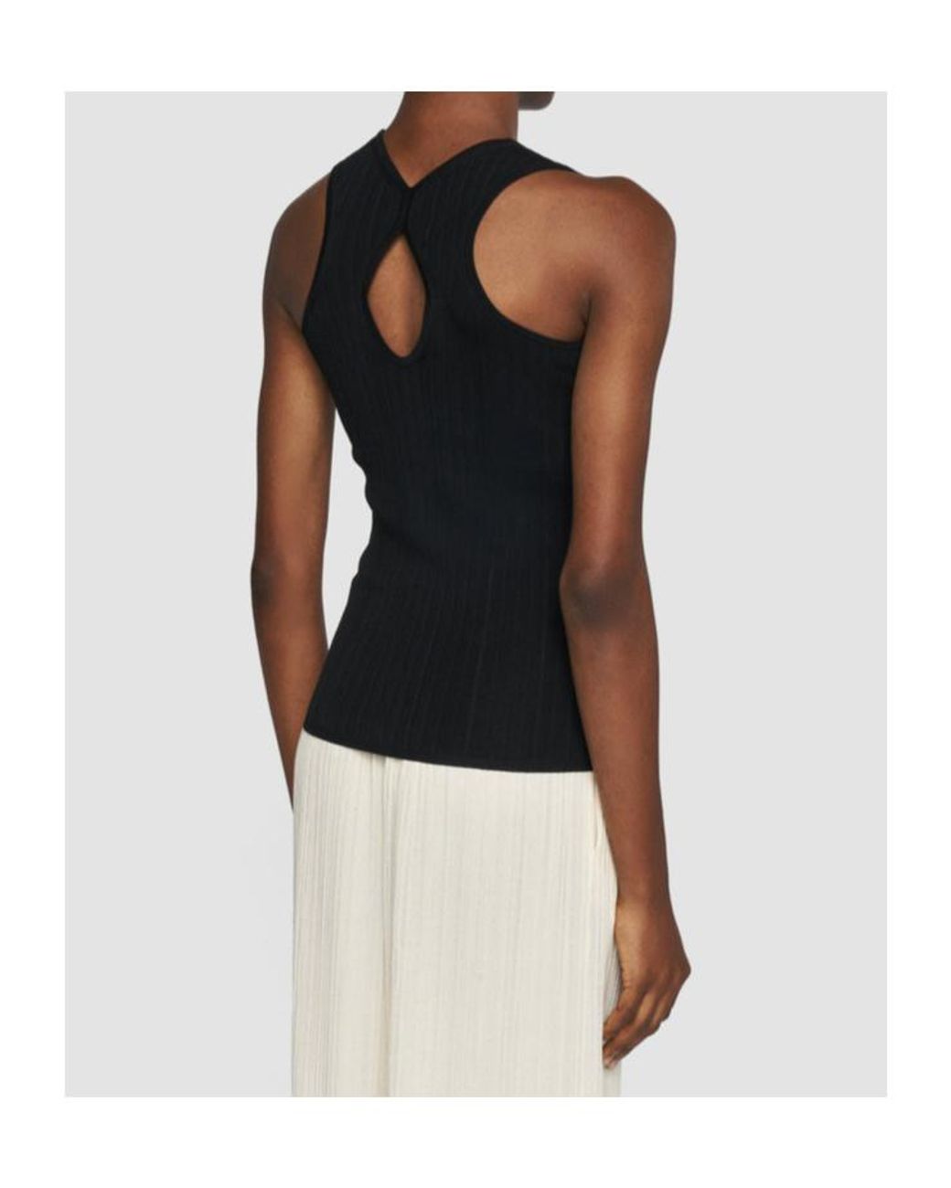 Joseph Black Keyhole Ribbed Top