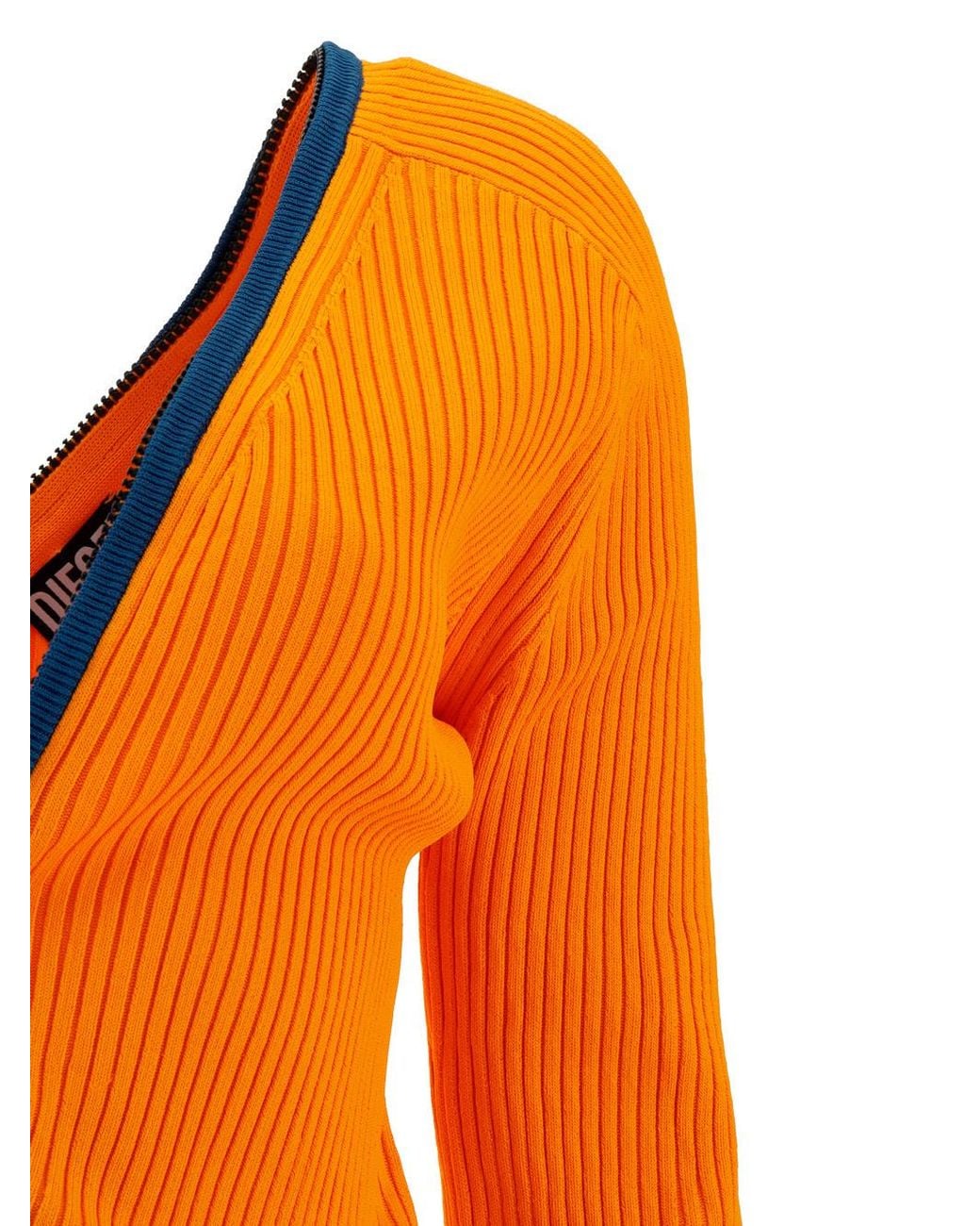 DIESEL Orange Ribbed Zip-Up Cardigan
