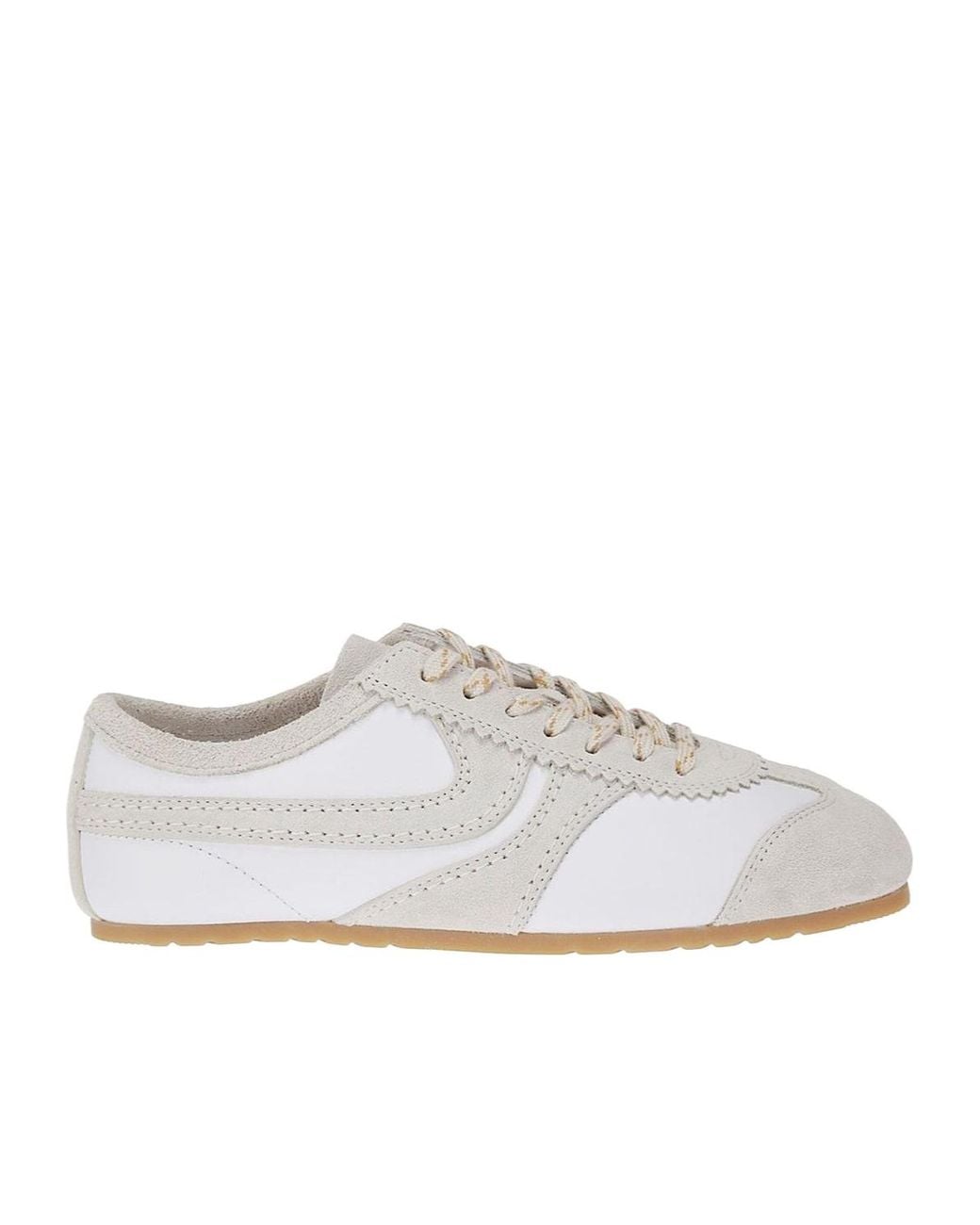 Dries Van Noten White Round Toe Lace-Up Sneakers