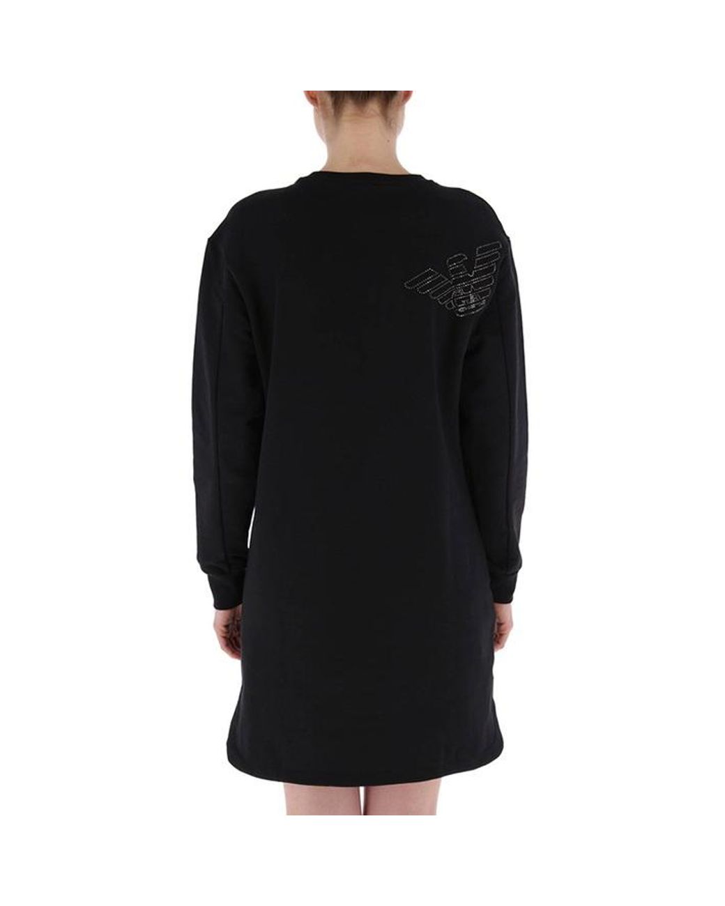 EA7 Black Round Neck Long-Sleeved Dress