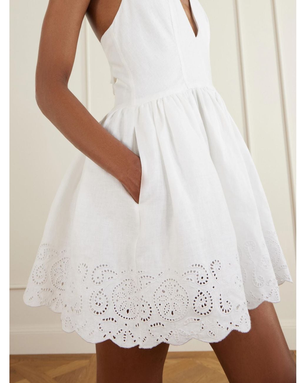 Staud White Summer Linen Mini Skirt