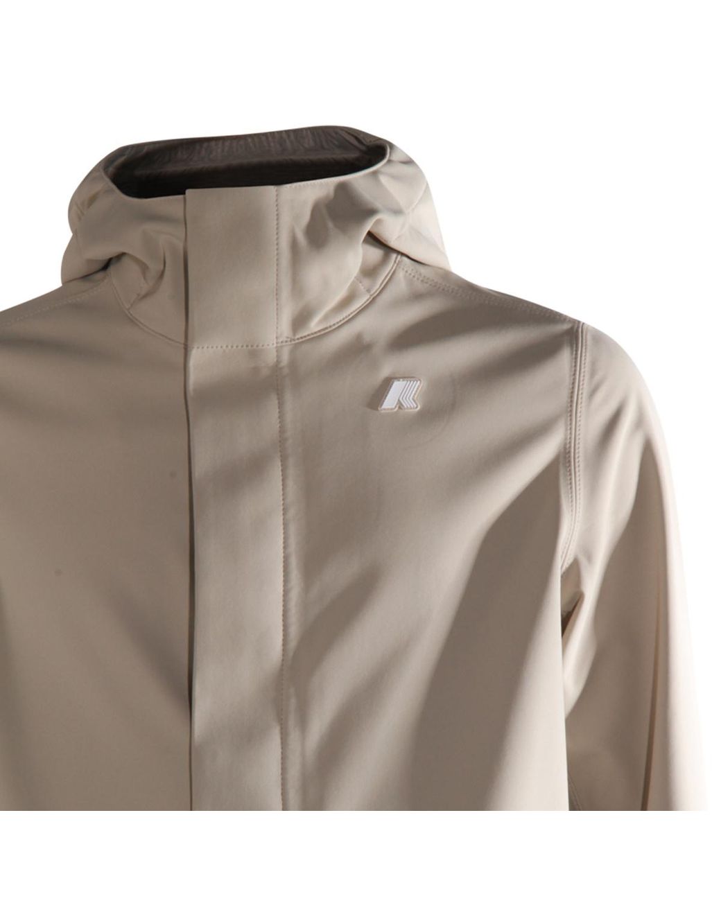 K-Way Gray Logo Patch Hooded Coat for men