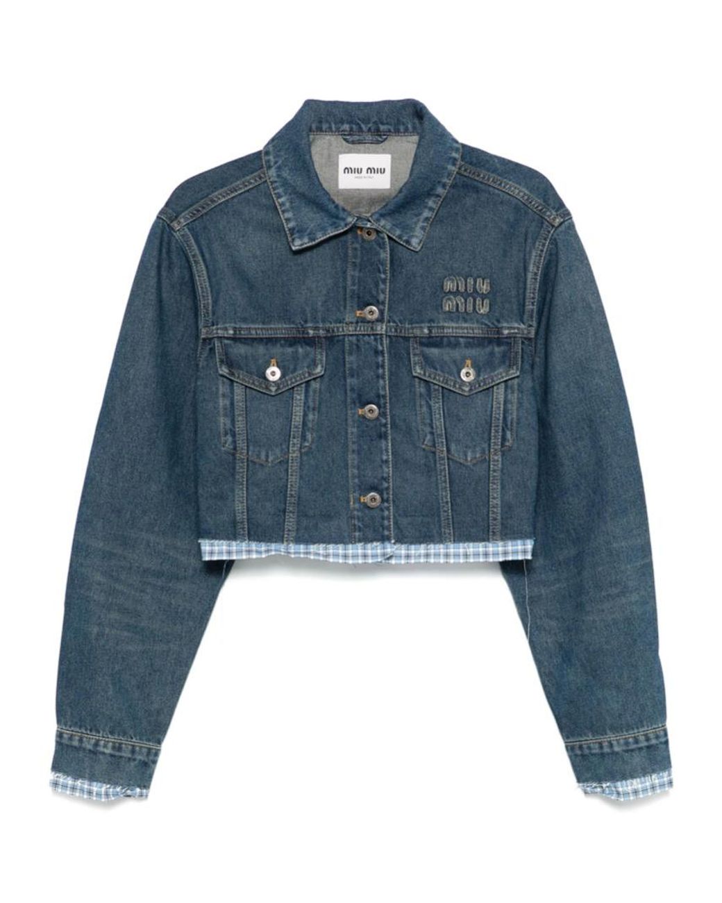 Miu Miu Blue Layered Cropped Denim Jacket
