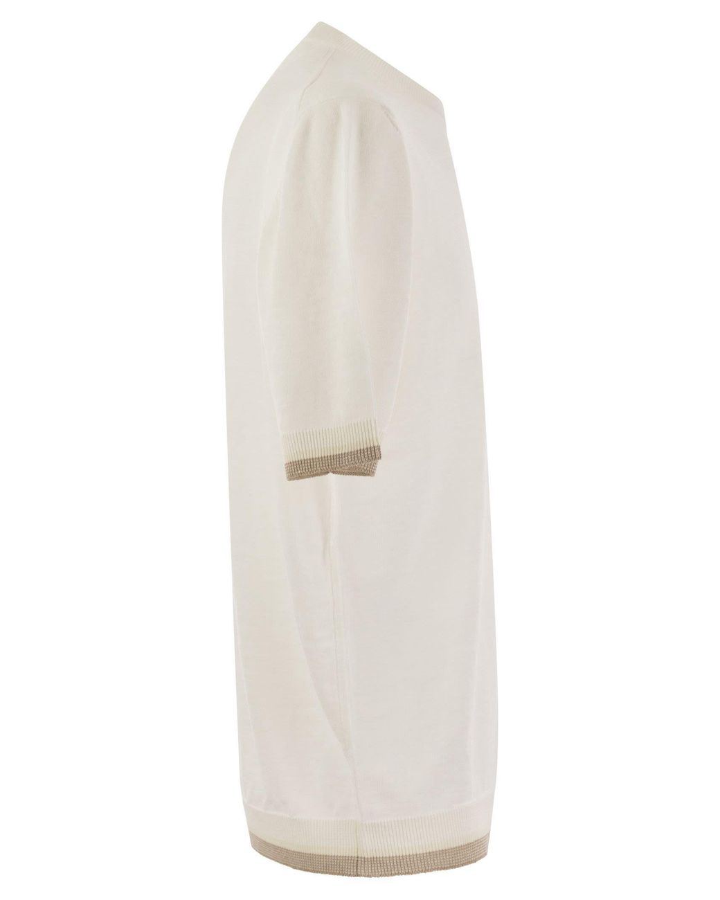 Peserico White Ribbed Hem T-Shirt for men