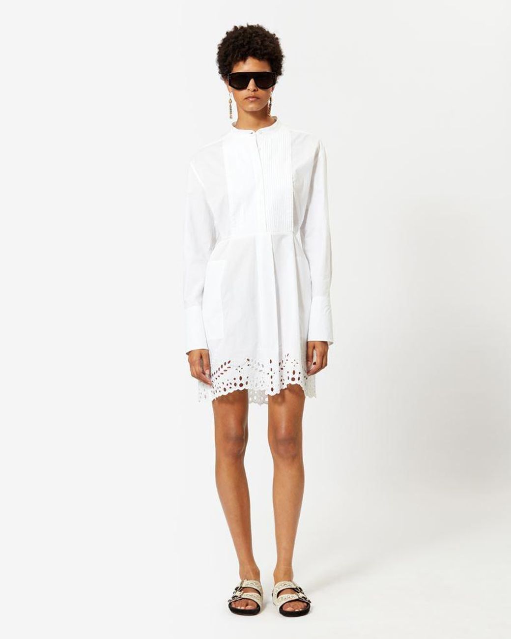 Isabel Marant White Isabel Marant Étoile Rheana Pleat-Detailed Shirt Dress
