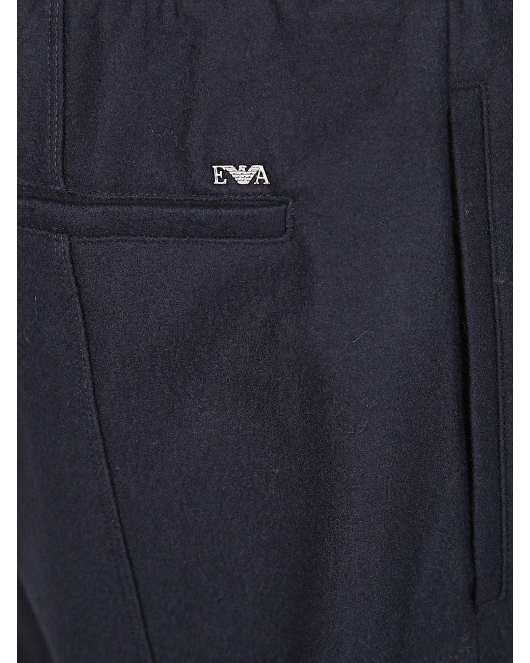 Emporio Armani Blue Elasticated-Waist Wool Trousers for men